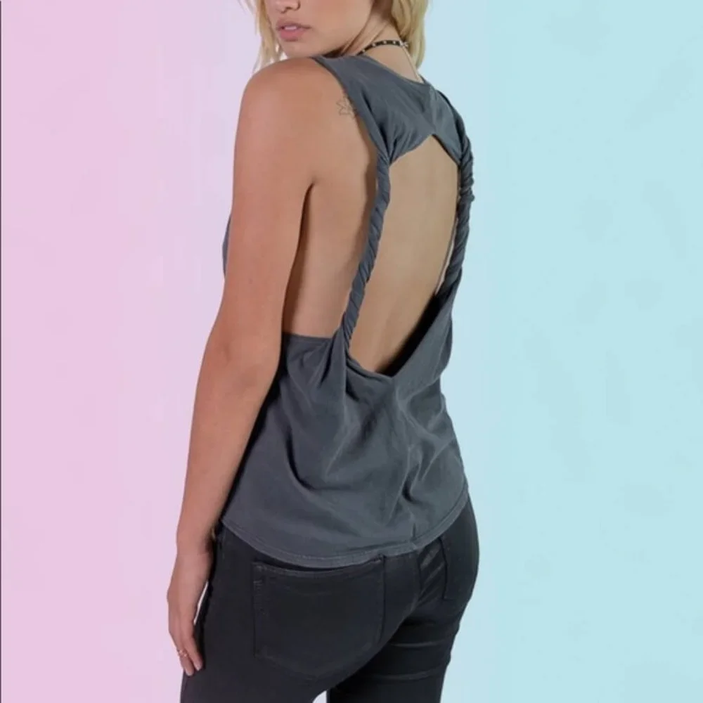 This is What a Feminist Looks Like Twist Back Tank S M Gray